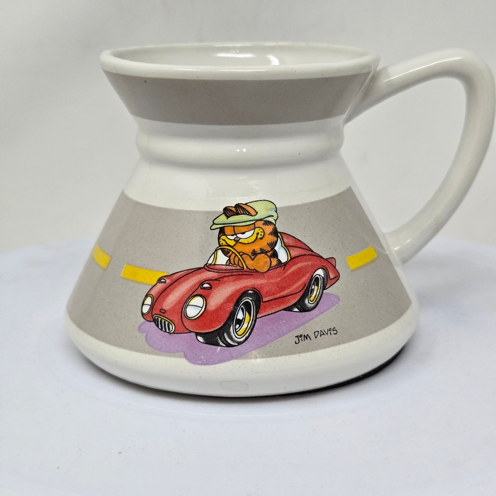 Vintage 1978 Garfield Enesco Spill Proof Ceramic Travel Mug No Tip Commuter Cup